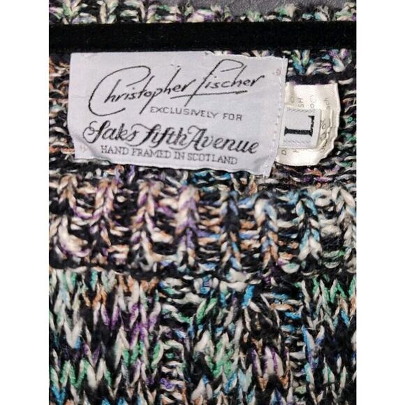 Christopher Fischer For Saks Men Cable Knit‎ Linen Cotton Sweater Sz L Winter - Picture 5 of 8